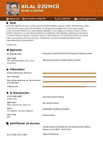 Kuaför Cv Örnekleri cv indir